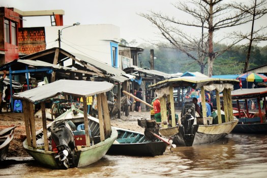 Laberinto, a small mining pueblo that serves as a riverine transportation hub to several mining communities and operations along the Madre de Dios River.